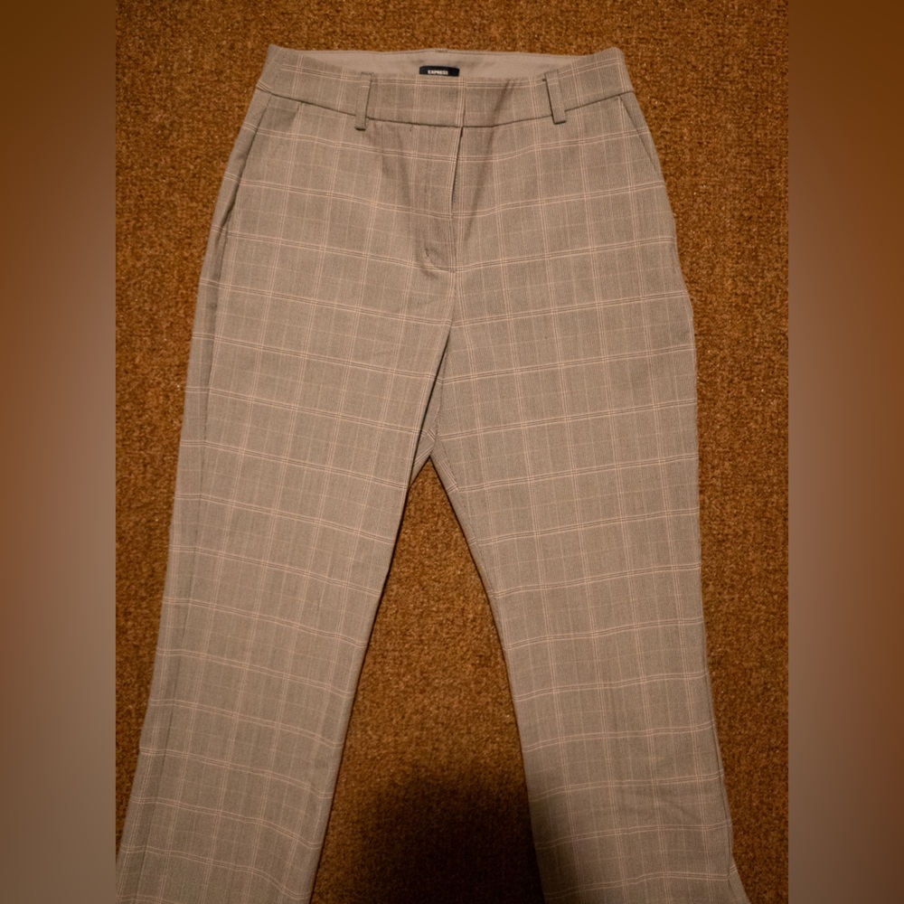 Express Women’s Light Gray Plaid Pants